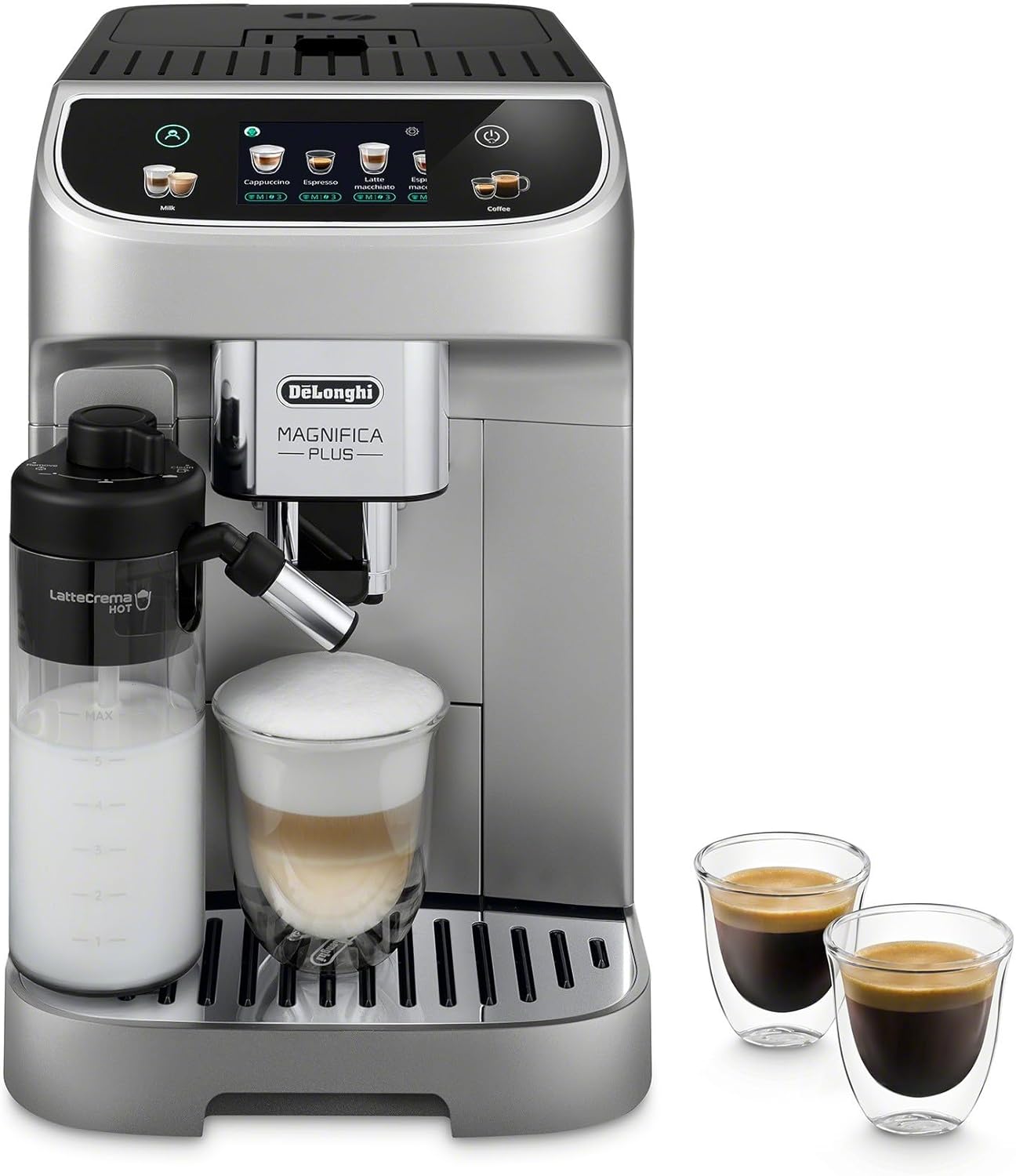 De'Longhi Magnifica Plus Fully Automatic Espresso Machine with Automatic Milk Frother for 18+ One Touch Recipes, Built-in Grinder, ECAM32070SB