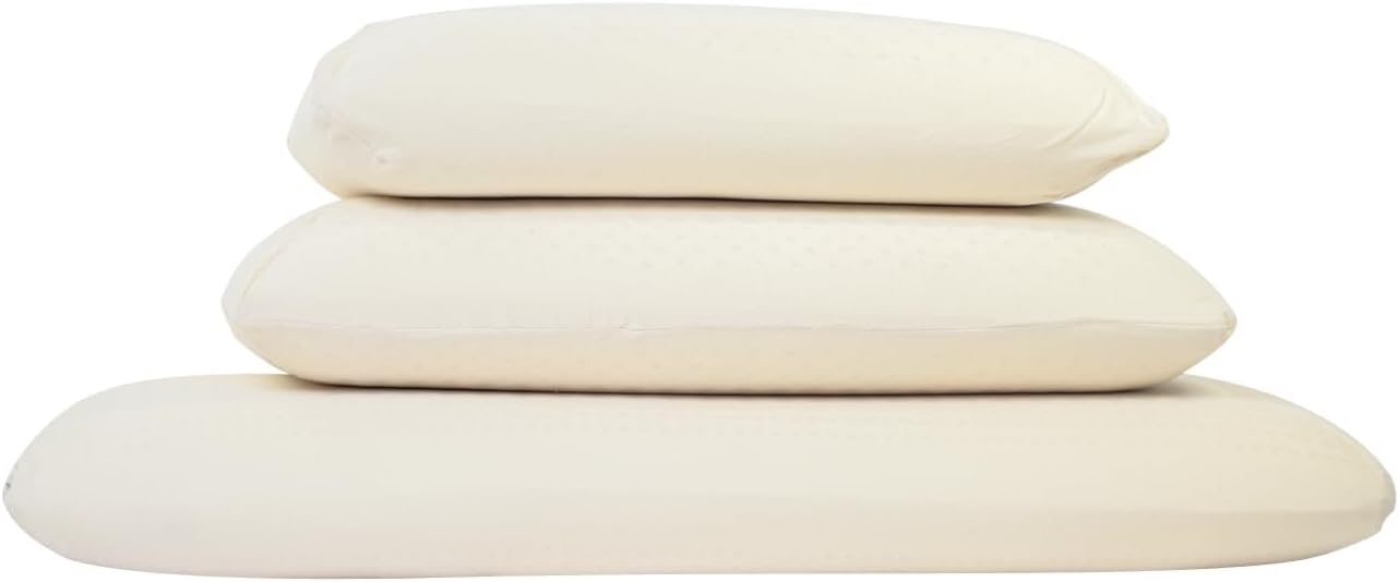 Green Natural Organic Bed Pillow - GOLS Certified Organic Rubber Foam Latex Pillows for Sleeping for Side, and Stomach Sleepers Zippered Organic Cotton Cover - Size Standard - Mid Loft - Medium