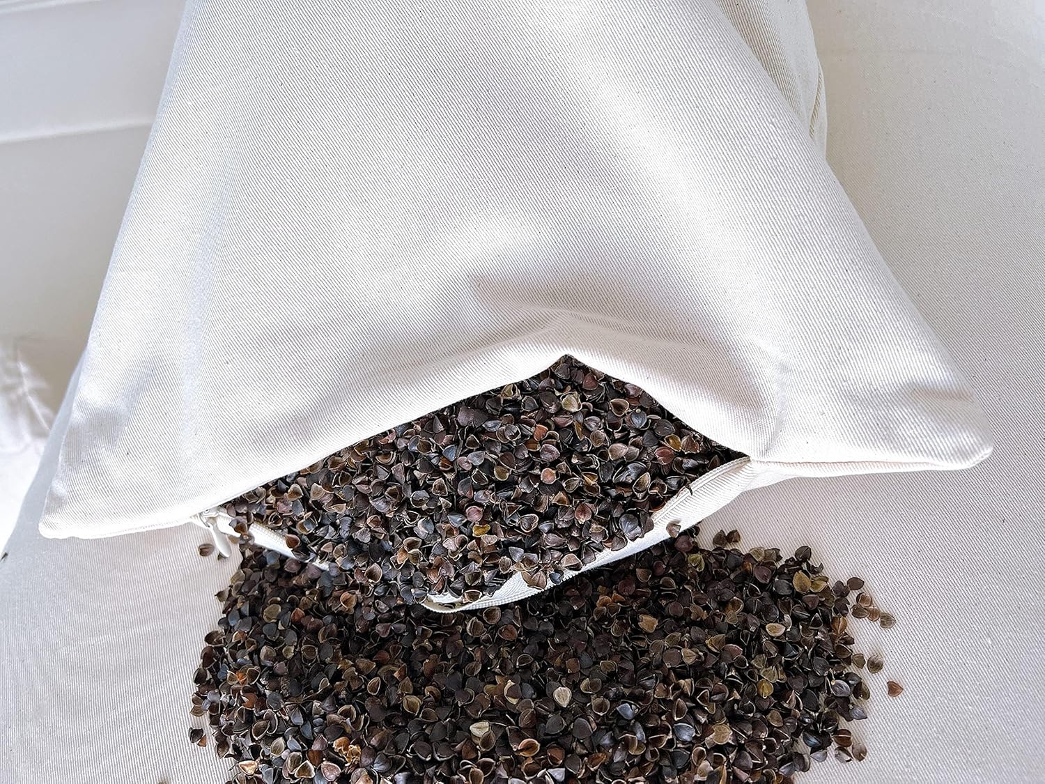 Turmerry Buckwheat Pillow King Size 20"X36" - USA Origin Hulls - Adjustable Loft and Firmness for Cervical Support for Back and Side Sleepers - Zippered Organic Cotton Cover - Sleeps Cool